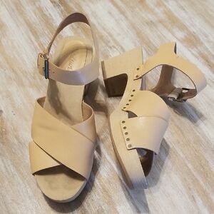 Madewell Tan Sandals with Geometric Straps